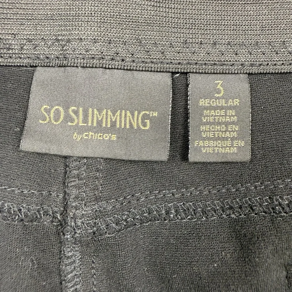 Chico's So Slimming Women Size XL Large Black Ankle Pants Stretch Wide Waistband